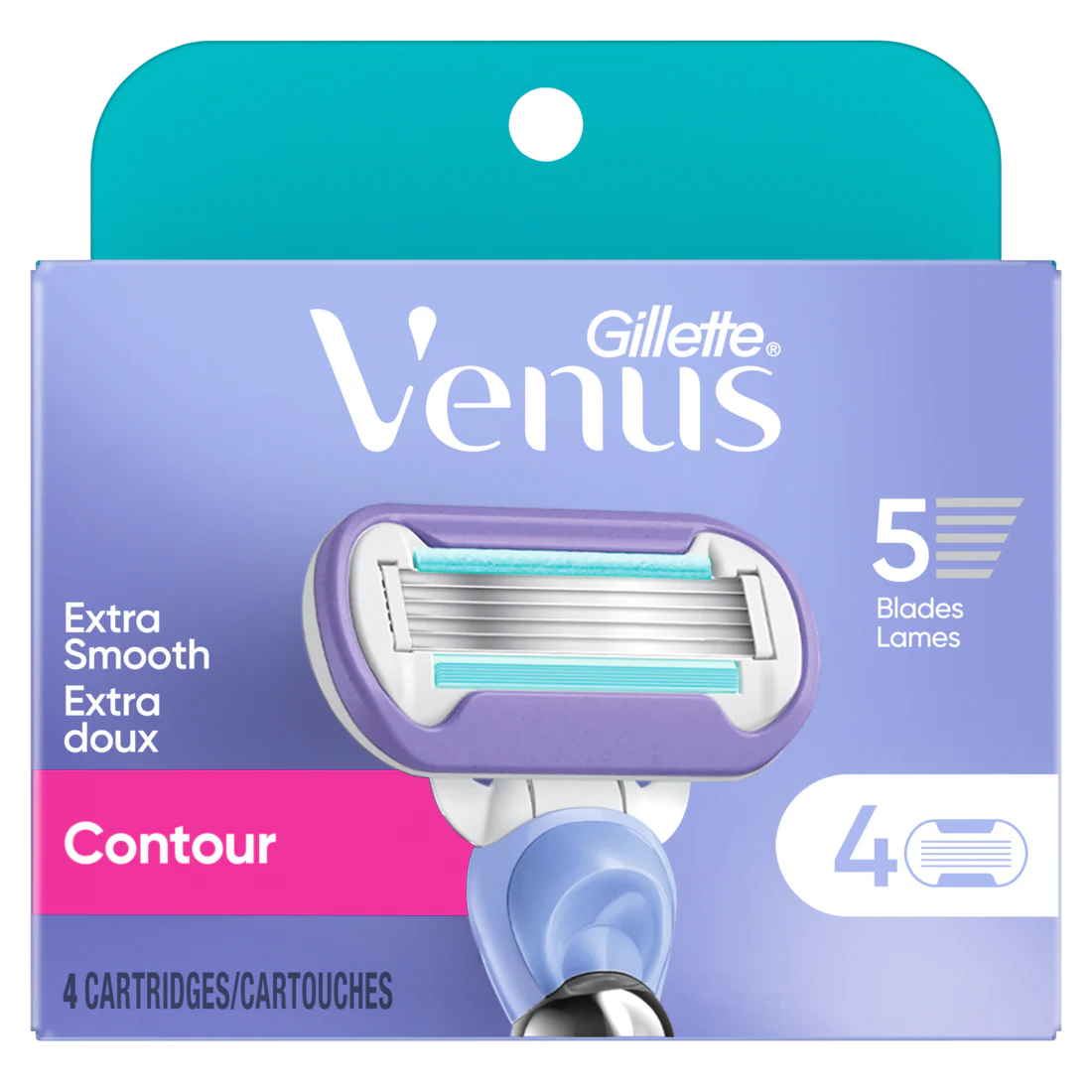 Gillette Venus Extra Smooth Contour Women's Razor Blades 5-Bladed Razor Refills - 4ct/48pk