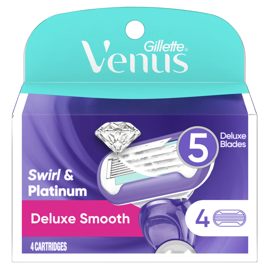 Gillette Venus Deluxe Smooth Swirl & Platinum Womens Razor Blade Refills - 4ct/48pk