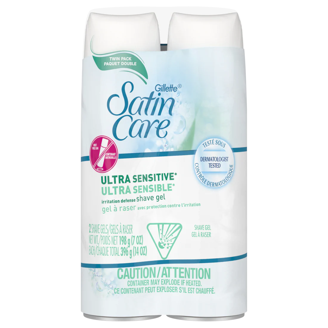 Gillette Venus Satin Care Ultra Sensitive Skin Shave Gel Shaving Cream For Women Fragrance Free Twin Pack - (2x7.0)oz/3pk
