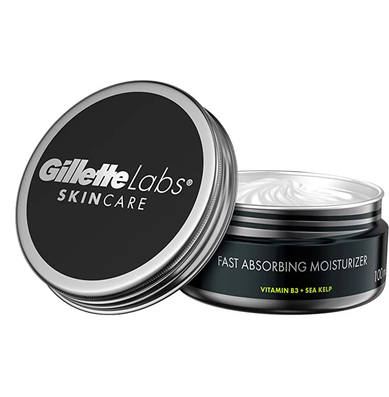 GilletteLabs Fast Absorbing Moisturizer by Gillette, Lightweight and Hydrating, Includes Vitamin B3 + Sea Kelp - 3.4oz/3pk