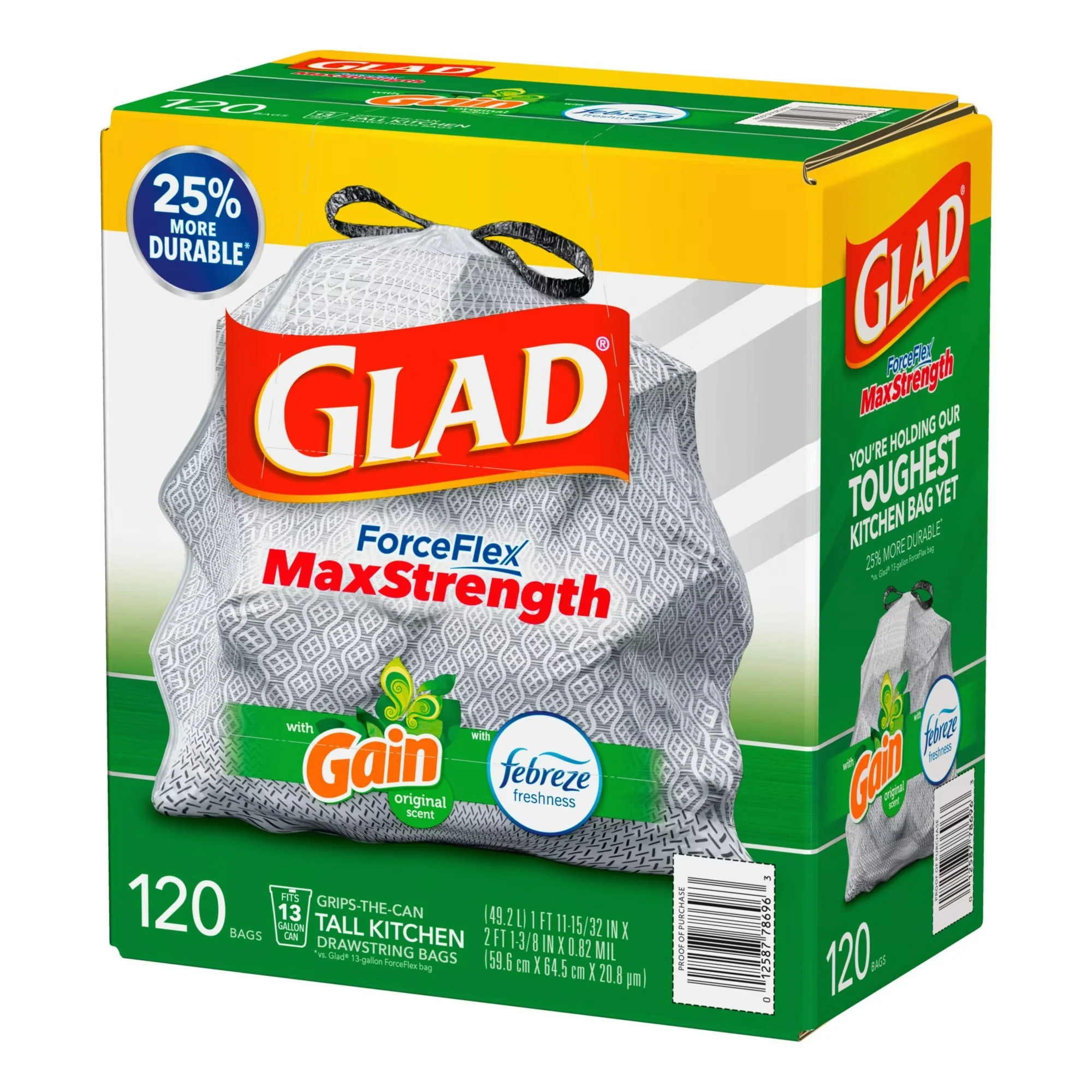 Glad ForceFlex 13 Gal Tall Kitchen Bags with Gain Odorshield - 120ct/1pk - Image 2