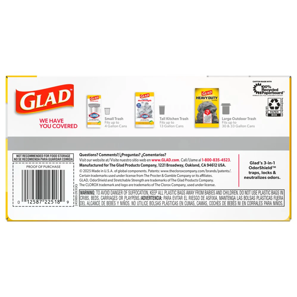 Glad Forceflex MaxStrength Grab Zone Drawstring Odor Shield 13 Gallon - 34ct/6pk - Image 2