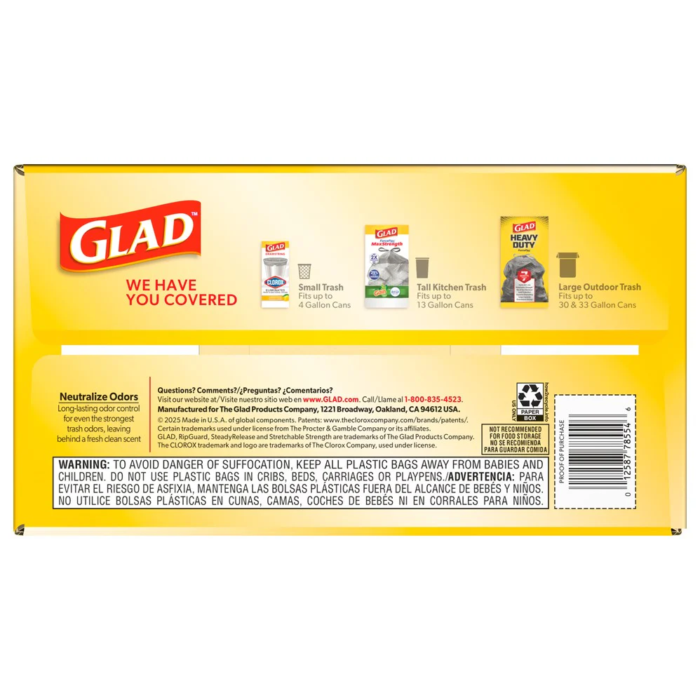 Glad Tall Kitchen Drawstring Fresh Clean Odor Shield 13 Gallon - 110ct/3pk - Image 2