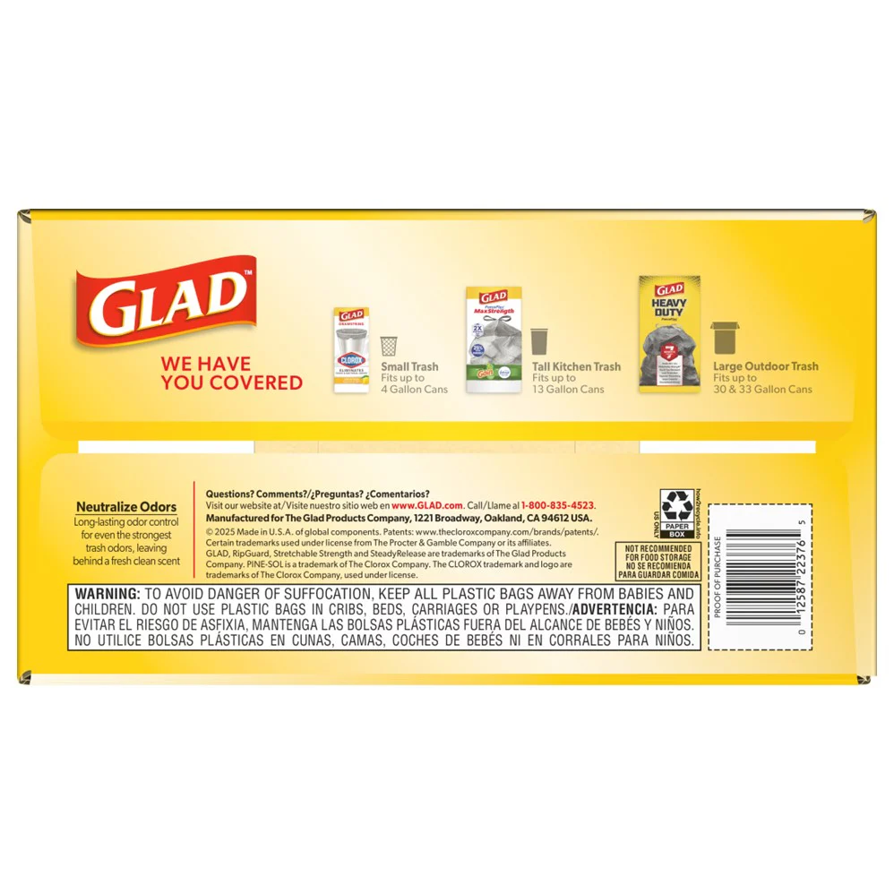 Glad Forceflex Drawstring Pine Sol Odor Shield 13 Gallon - 110ct/3pk - Image 2