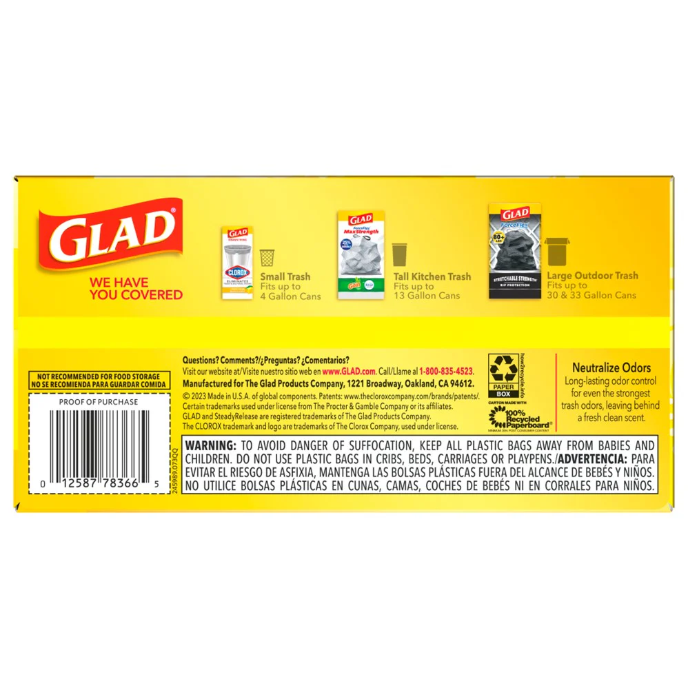 Glad Forceflex Drawstring Gain Lemon Zest Odor Shield 13 - 40ct/6pk - Image 2