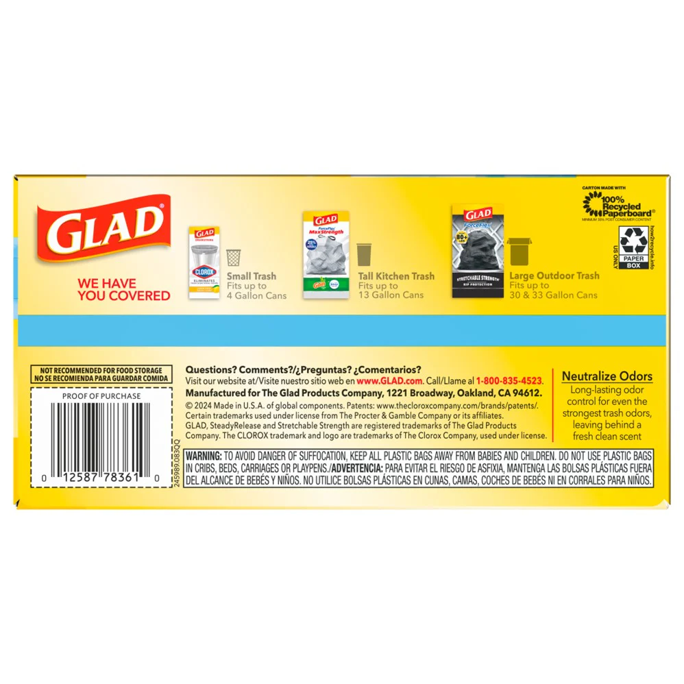 Glad Tall Kitchen Drawstring Fresh Clean Odor Shield 13 Gallon - 40ct/6pk - Image 2