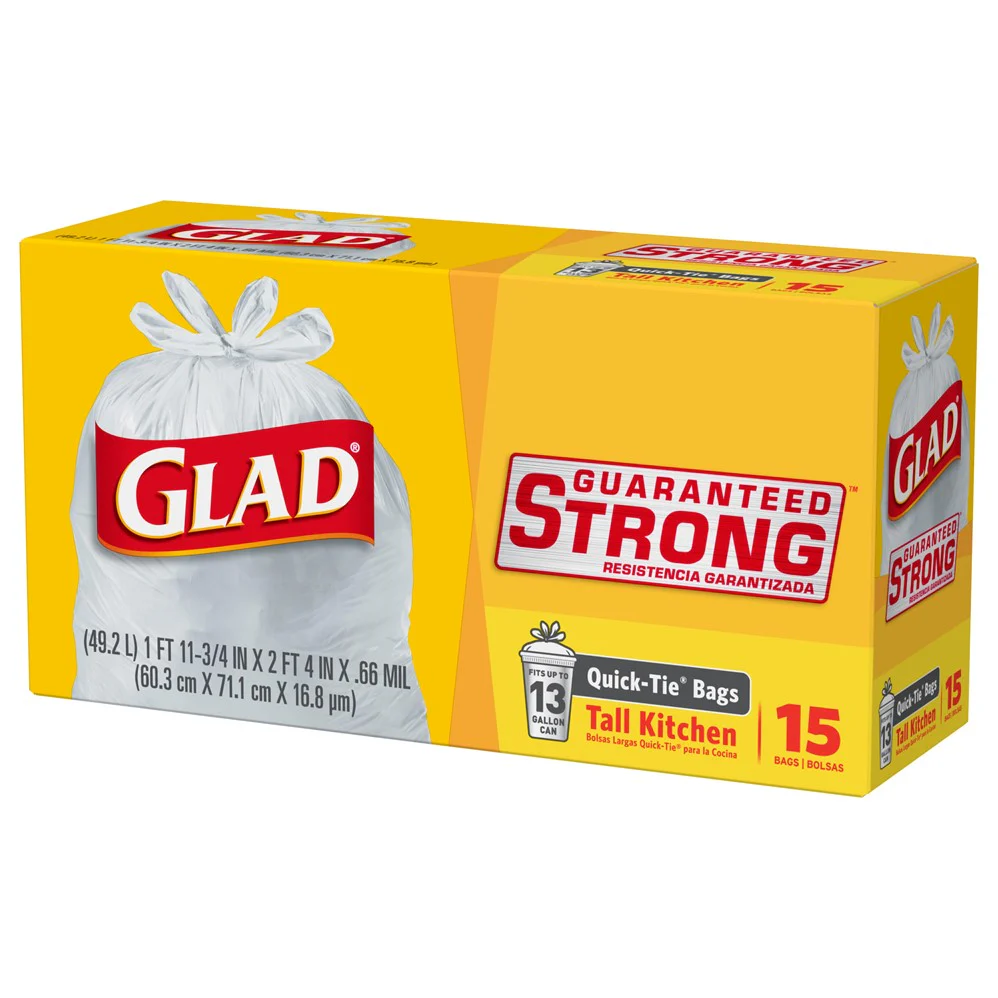 Glad Tall Kitchen Quick-Tie 13 Gallon - 15ct/12pk
