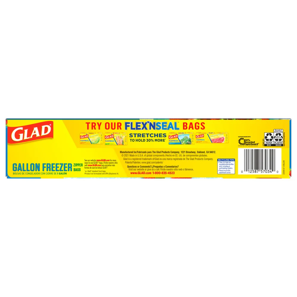 Glad Freezer Zipper Gallon - 15ct/12pk - Image 2