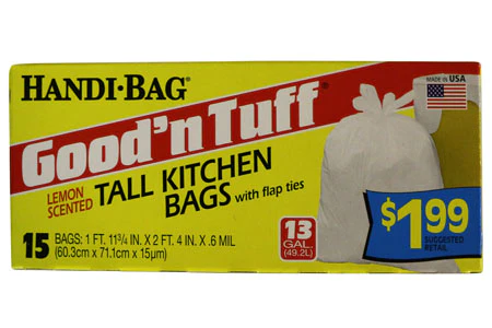 GOODN TUFF-BAGS Flap Lemon Tall Kitchen 13gal - 15ct/12pk