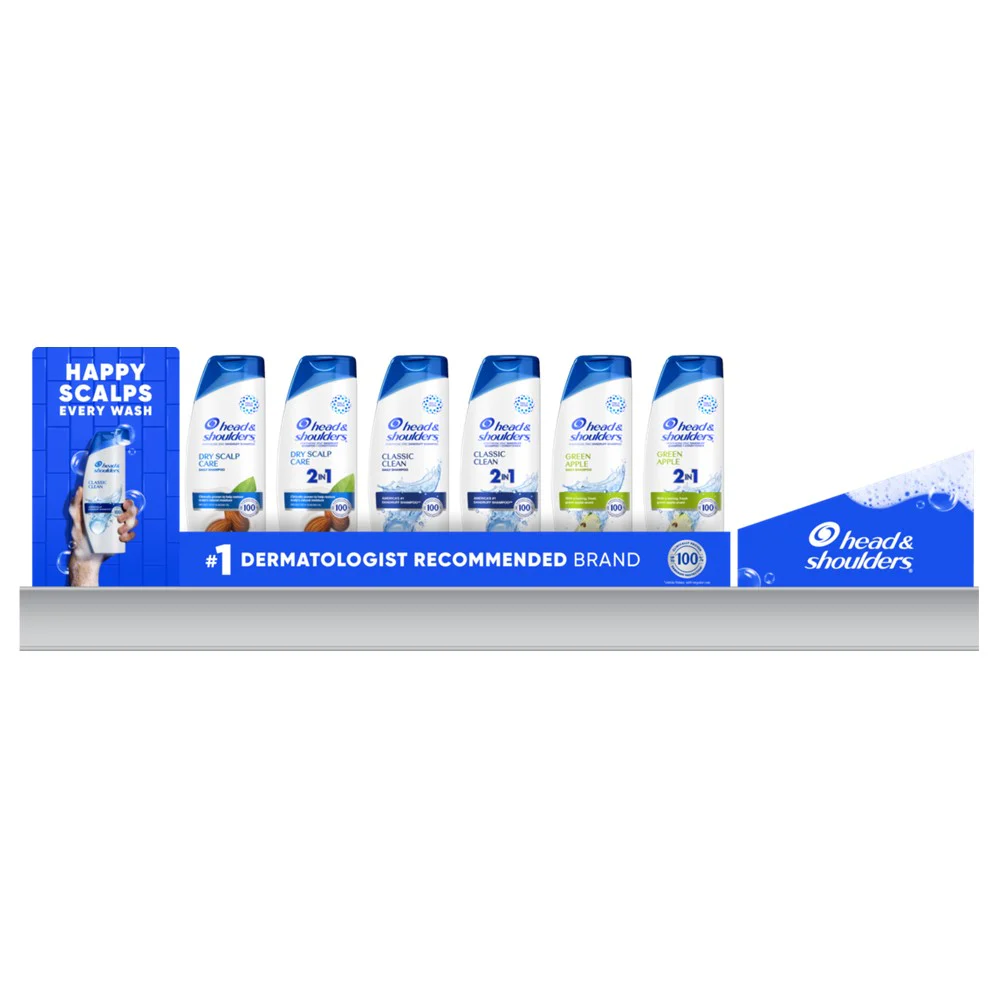 Head & Shoulders Shampoo & 2in1 Display (4x20.7oz Dry Scalp Shampoo; 8x20.7oz Dry Scalp 2in1; 4x20.7oz Classic Clean Shampoo; 8x20.7oz Classic Clean 2in1) - 20.7oz/24pk