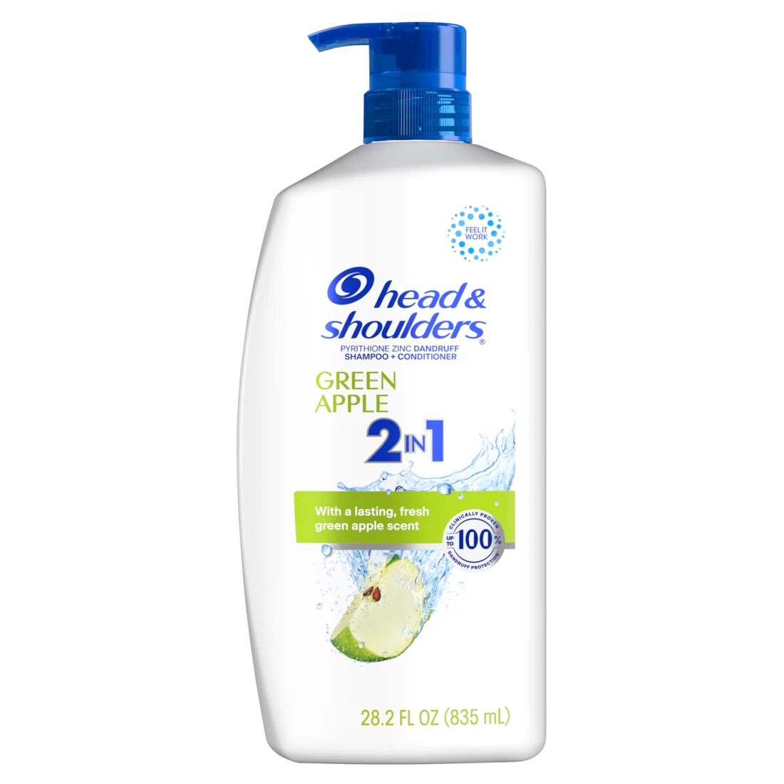 Head and Shoulders 2-in-1 Dandruff Shampoo and Conditioner Anti-Dandruff Treatment Green Apple for Daily Use Paraben Free - 28.2oz/4pk