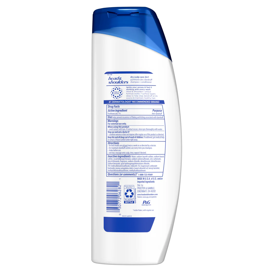Head And Shoulders 2-in-1 Dandruff Shampoo And Conditioner Anti-Dandruff Treatment Dry Scalp Care For Daily Use Paraben Free - 12.5oz/6pk - Image 2