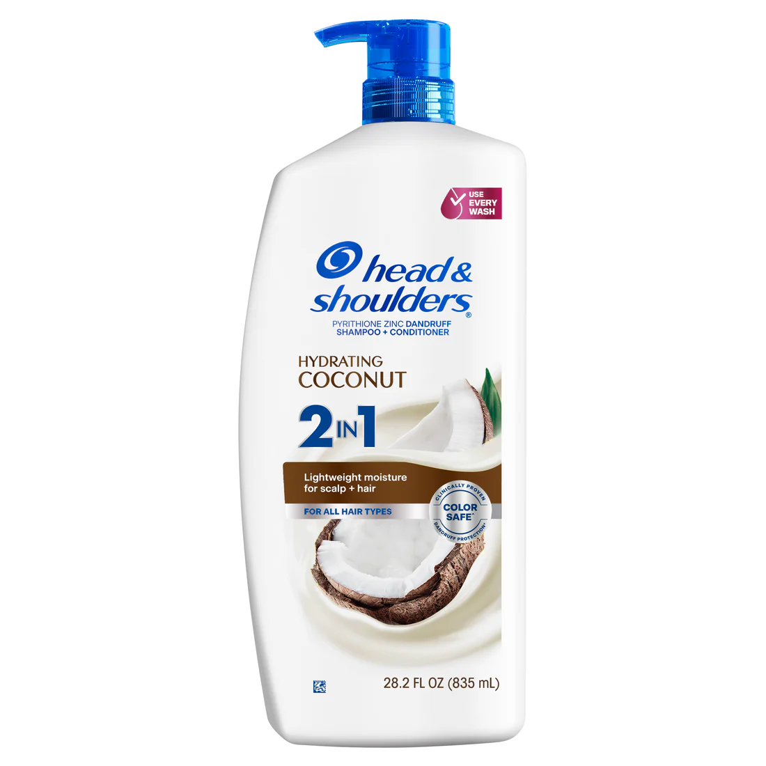 Head & Shoulders Coconut 2-in-1 Dandruff Shampoo And Conditioner Hydrating Lightweight Moisture Color Safe - 28.2oz/4pk