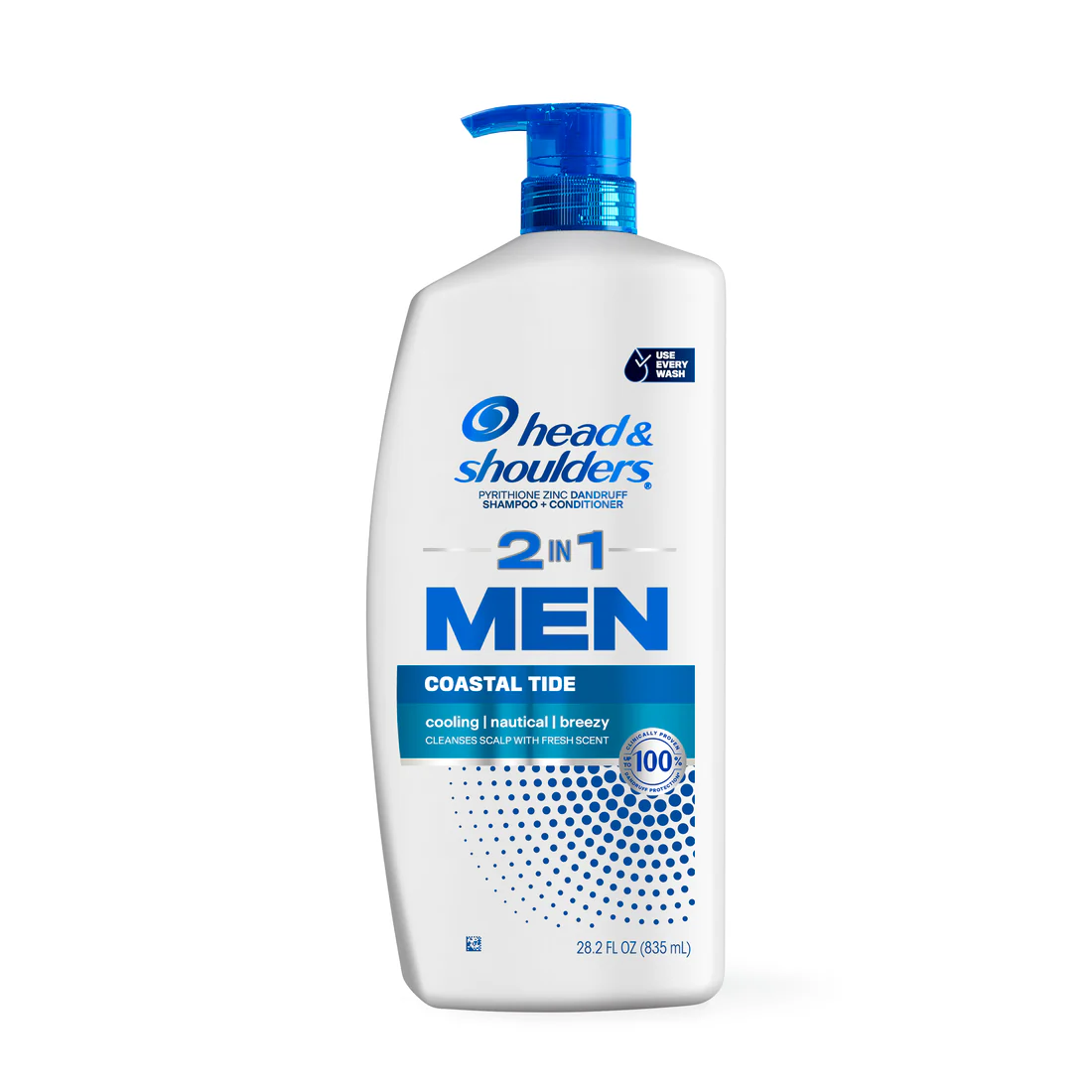 Head And Shoulders Mens 2-in-1 Dandruff Shampoo And Conditioner Anti-Dandruff Treatment Coastal Tide For Daily Use Paraben Free - 28.2oz/4pk
