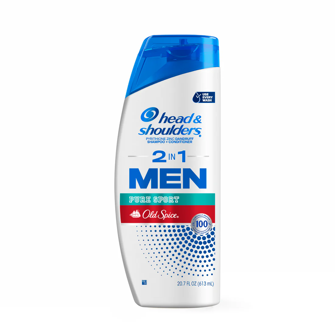 Head And Shoulders Mens 2-in-1 Dandruff Shampoo And Conditioner Anti-Dandruff Treatment Old Spice Pure Sport For Daily Use Paraben Free - 20.7oz/4pk