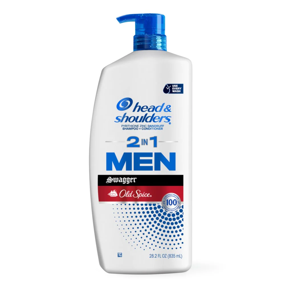 Head And Shoulders Mens 2-in-1 Dandruff Shampoo And Conditioner Anti-Dandruff Treatment Old Spice Swagger For Daily Use Paraben Free - 28.2oz/4pk
