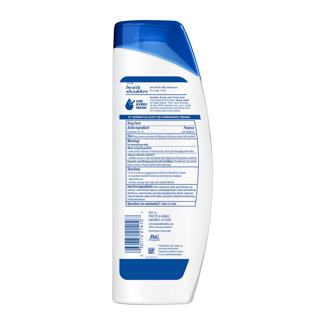 Head & Shoulders Smooth & Silky Dandruff Shampoo Frizz Control Fresh Floral Scent Color Safe - 12.5oz/6pk - Image 2
