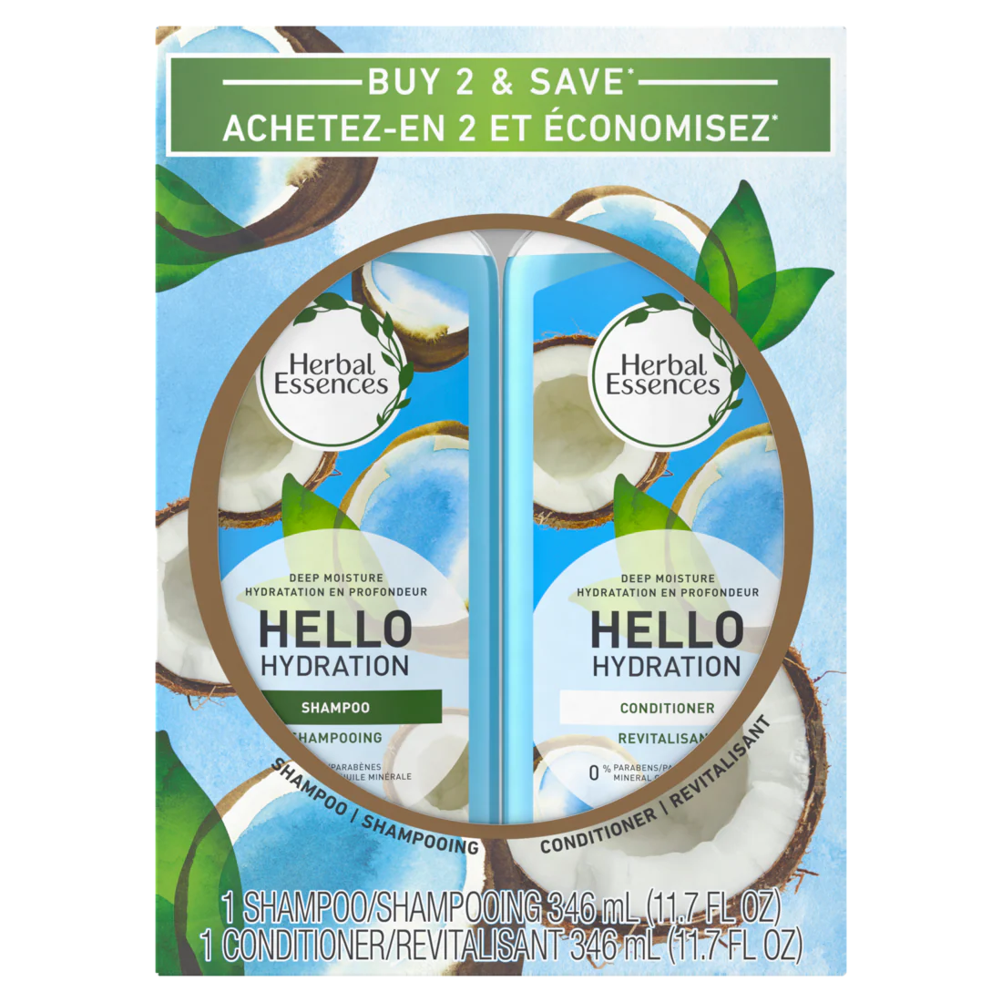 Herbal Essences Hello Hydration Shampoo & Conditioner Bundle Pack - (2x11.7)oz/4pk