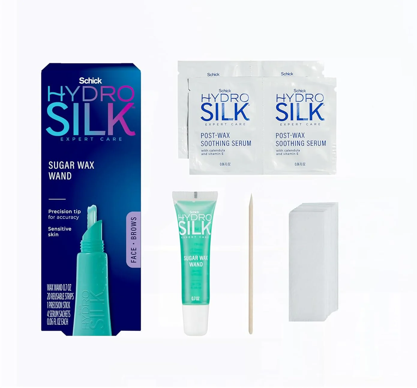 Hydro Silk Easy Control Sugar Wax Wand Face + Brow - 0.77oz/3pk