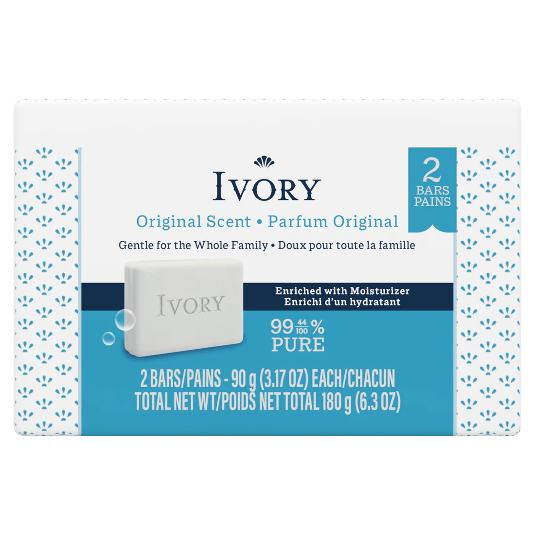 Ivory Gentle Bar Soap Designed For Whole Family 99.44% Pure Formula Plant-Based Cleansers Made Without Heavy Perfumes Parabens Or Phthalates Original Scent - (2x3.17)oz/36pk