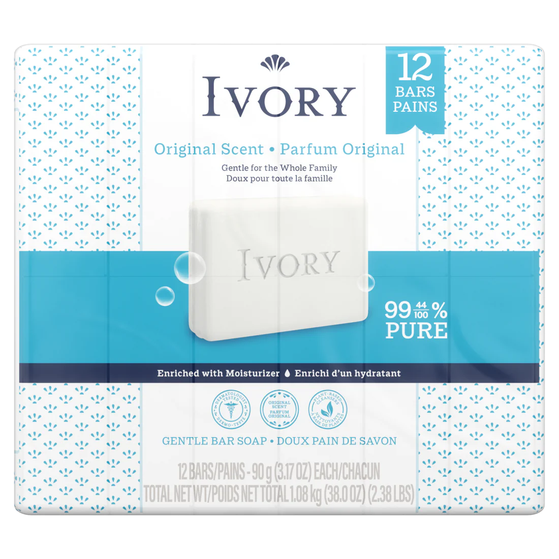 Ivory Gentle Bar Soap Original Scent 3.17oz - 12ct/4pk