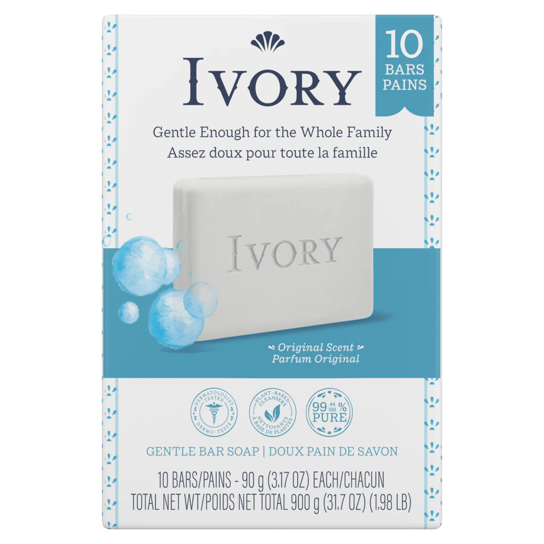 Ivory Gentle Bar Soap Original Scent - (10x3.17)oz/12pk