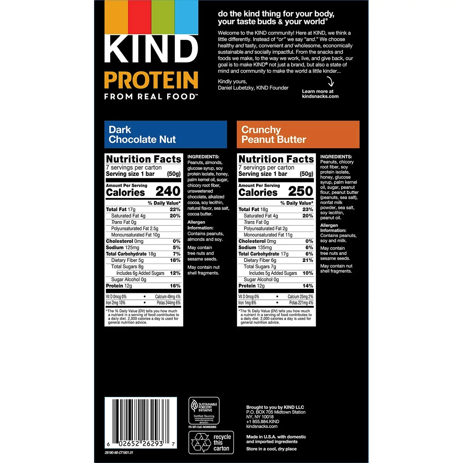 KIND Protein Dark Chocolate Nut and Crunchy Peanut Butter Variety Pack - (14x1.76)oz/1pk - Image 2