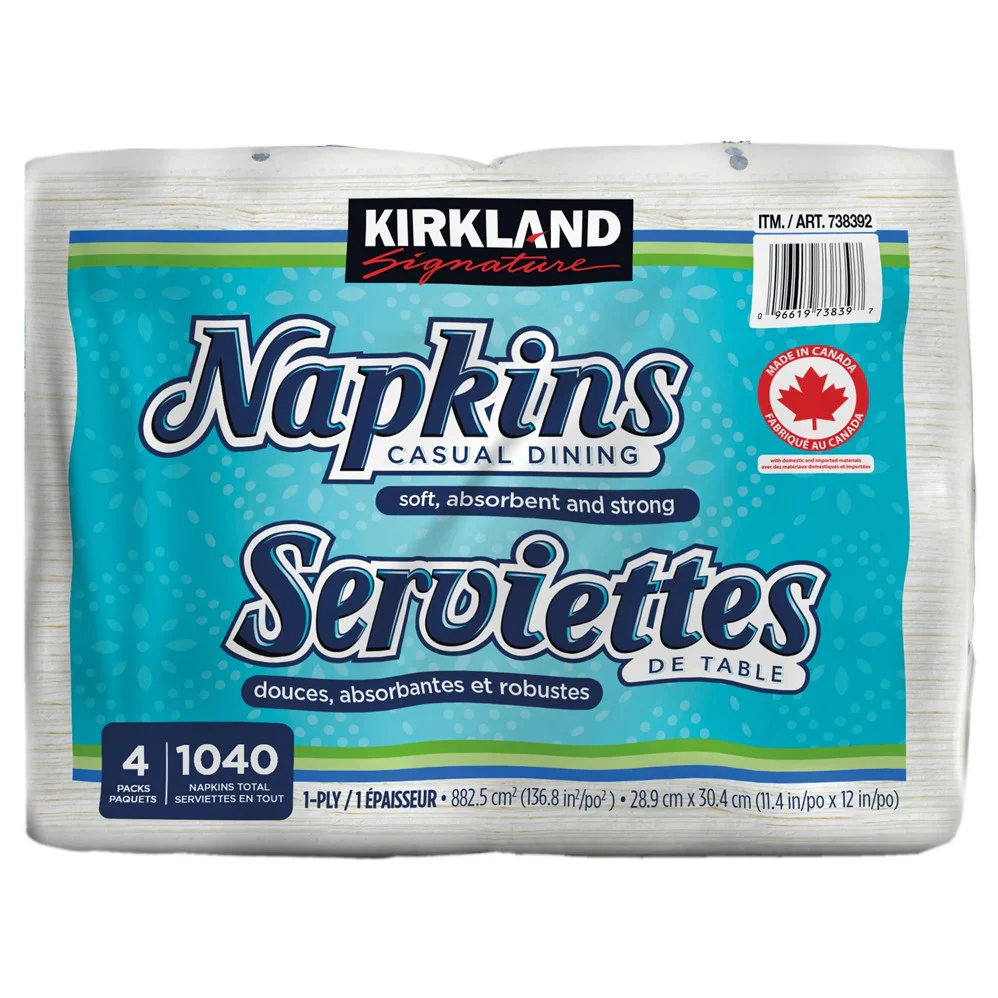 Kirkland Signature 1-ply Napkins Total 1040ct - (4x260)ct/1pk