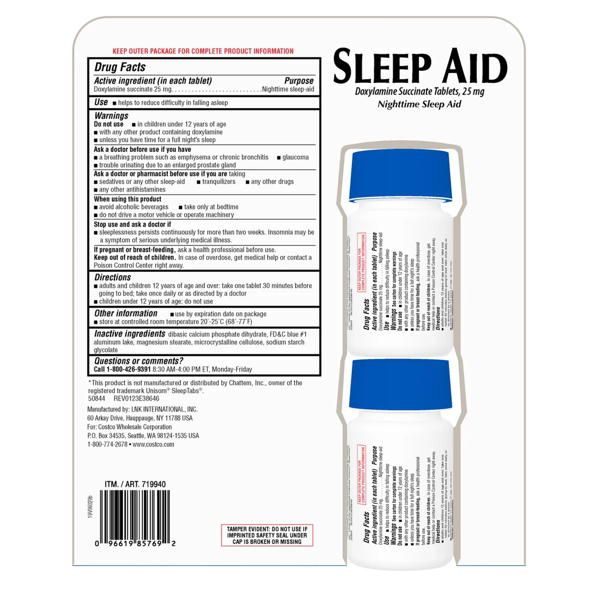Kirkland Signature Nighttime Sleep Aid - (2x96)ct/1pk - Image 2