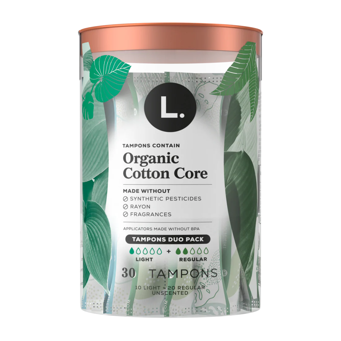 L. Tampons Made With Organic Cotton Light/Regular Absorbency Multipack - 30ct/8pk