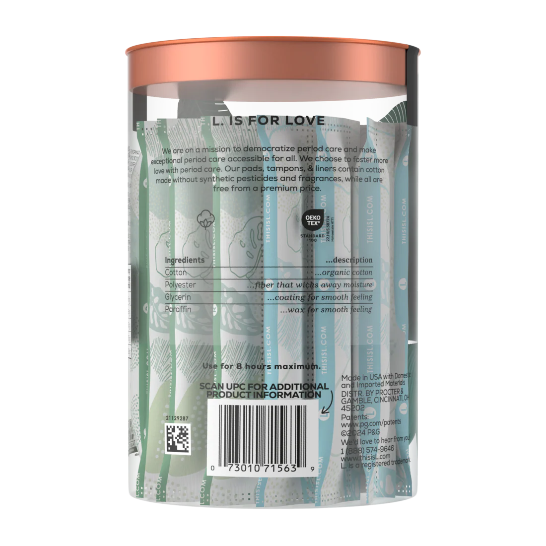 L. Tampons Made With Organic Cotton Light/Regular Absorbency Multipack - 30ct/8pk - Image 2