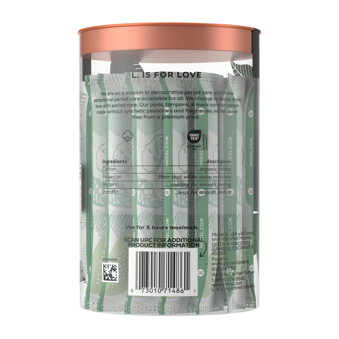 L. Tampons Made With Organic Cotton Regular Absorbency - 30ct/8pk - Image 2