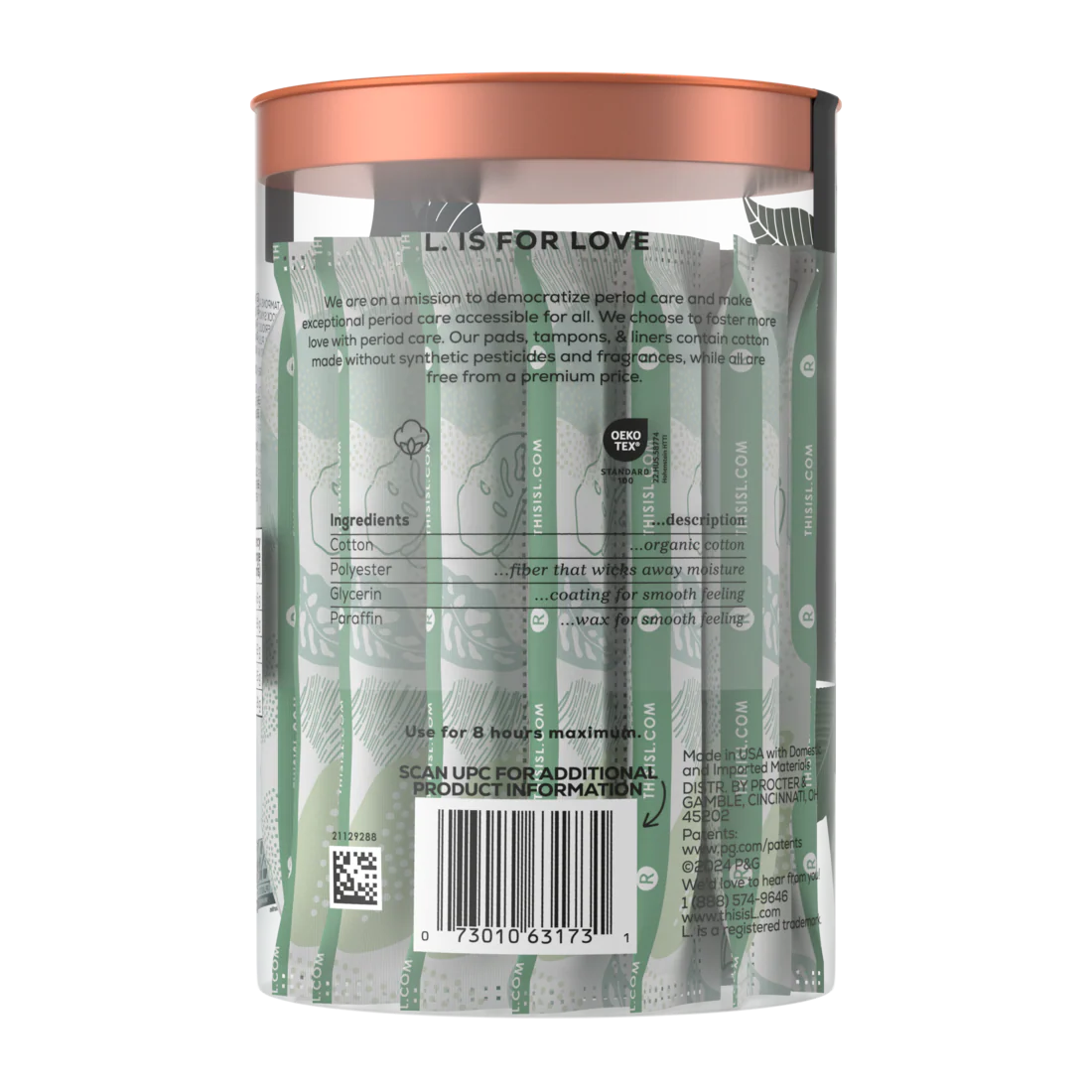 L. Tampons Made With Organic Cotton Regular/Super Absorbency Multipack - 30ct/8pk - Image 2