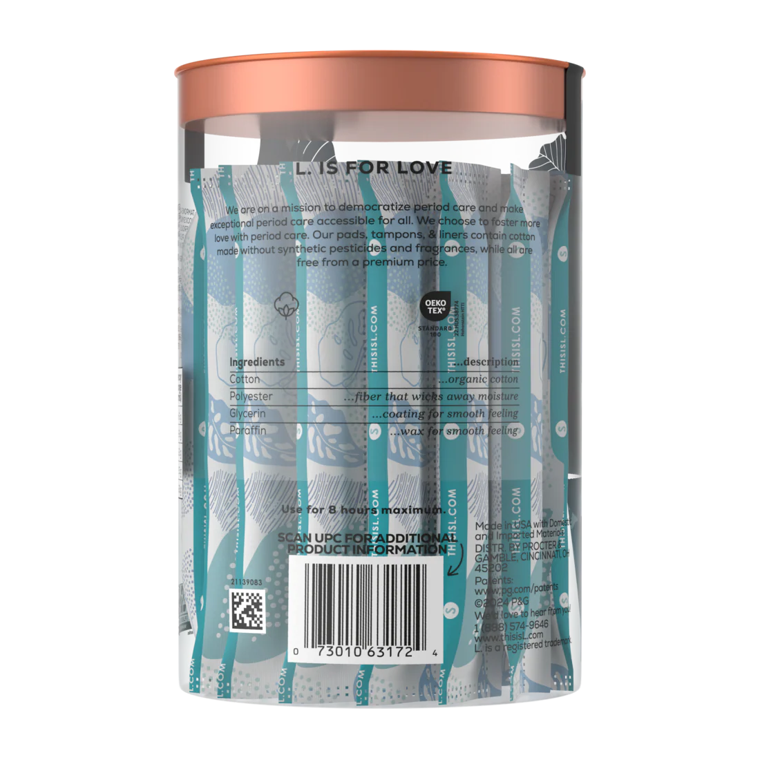 L. Tampons Made With Organic Cotton Super Absorbency - 30ct/8pk - Image 2