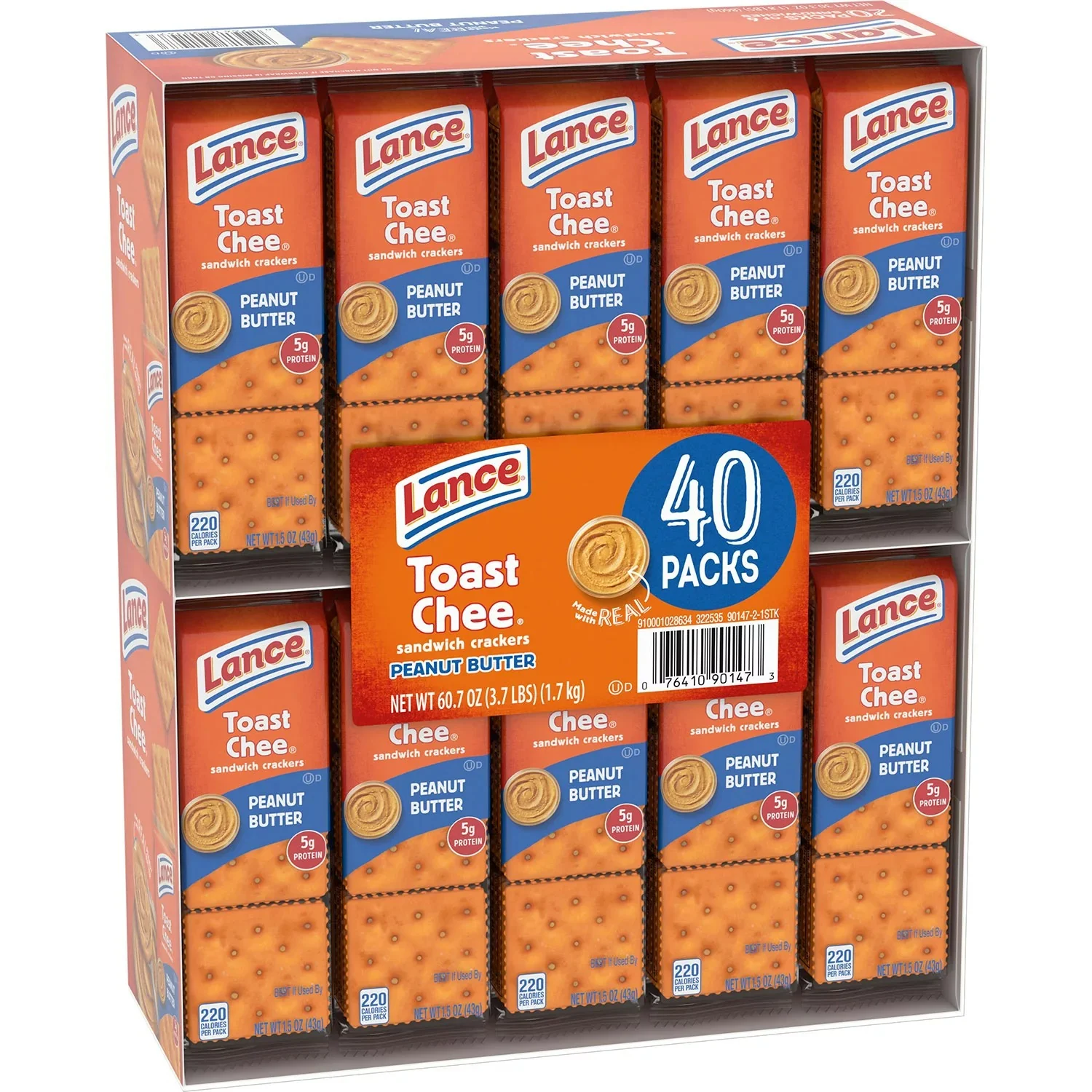 Lance ToastChee Peanut Butter Crackers - (40x1.52)oz/1pk