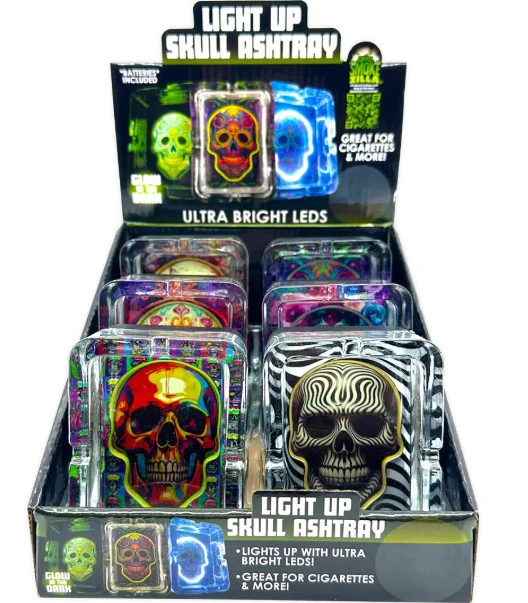 Light-Up Skull Glass Ashtray - 6ct