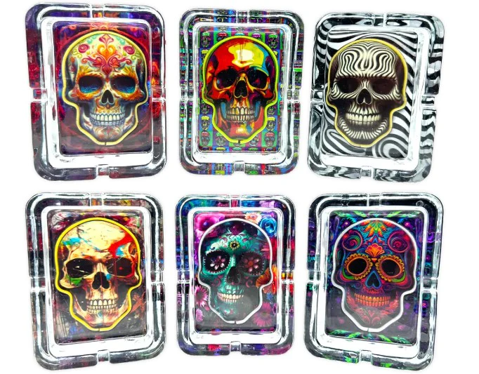 Light-Up Skull Glass Ashtray - 6ct - Image 2
