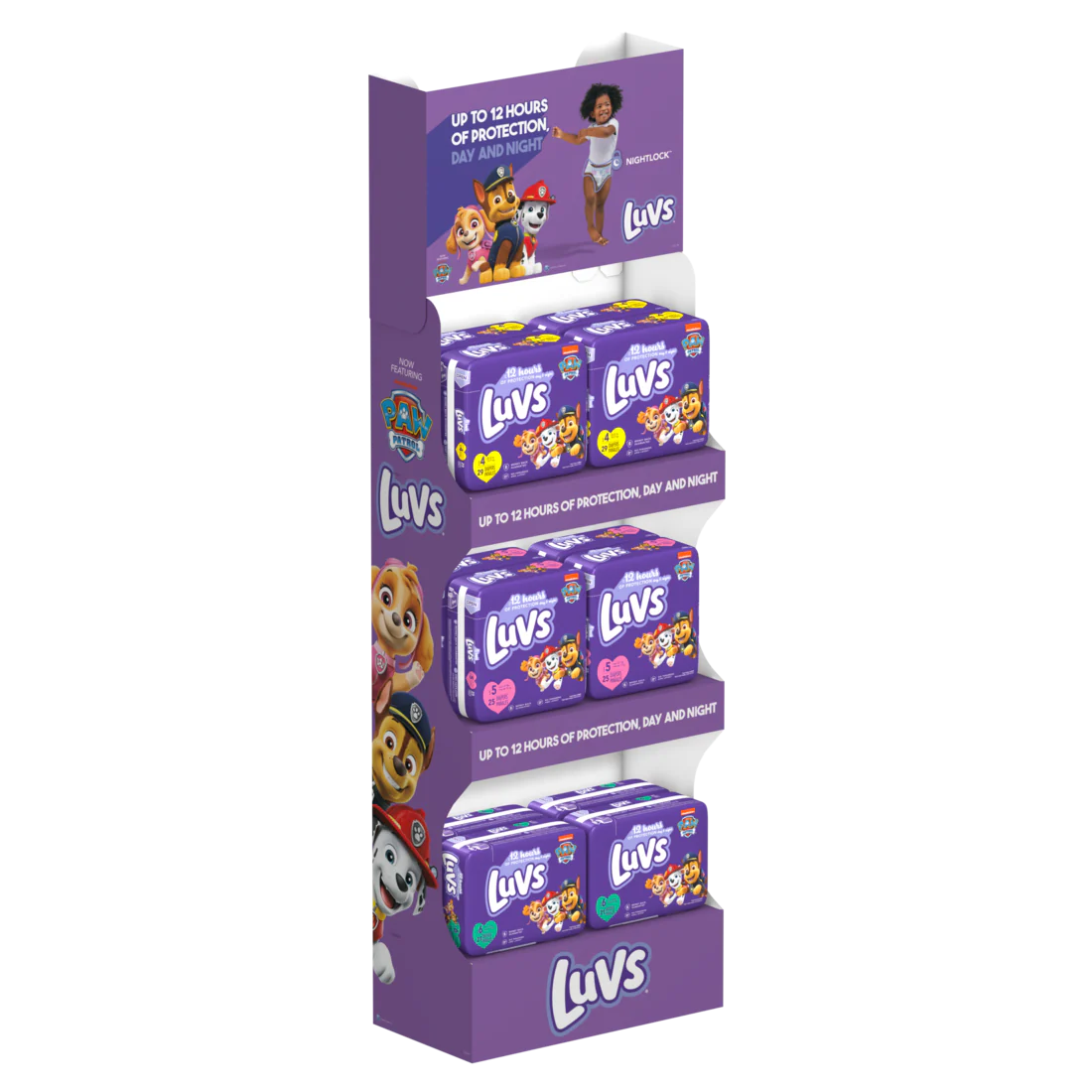 Luvs S4-6 Jumbo 3S Display - 12pk (S4-29ct/4pk,S5-25ct/4pk,S6-21ct/4pk
