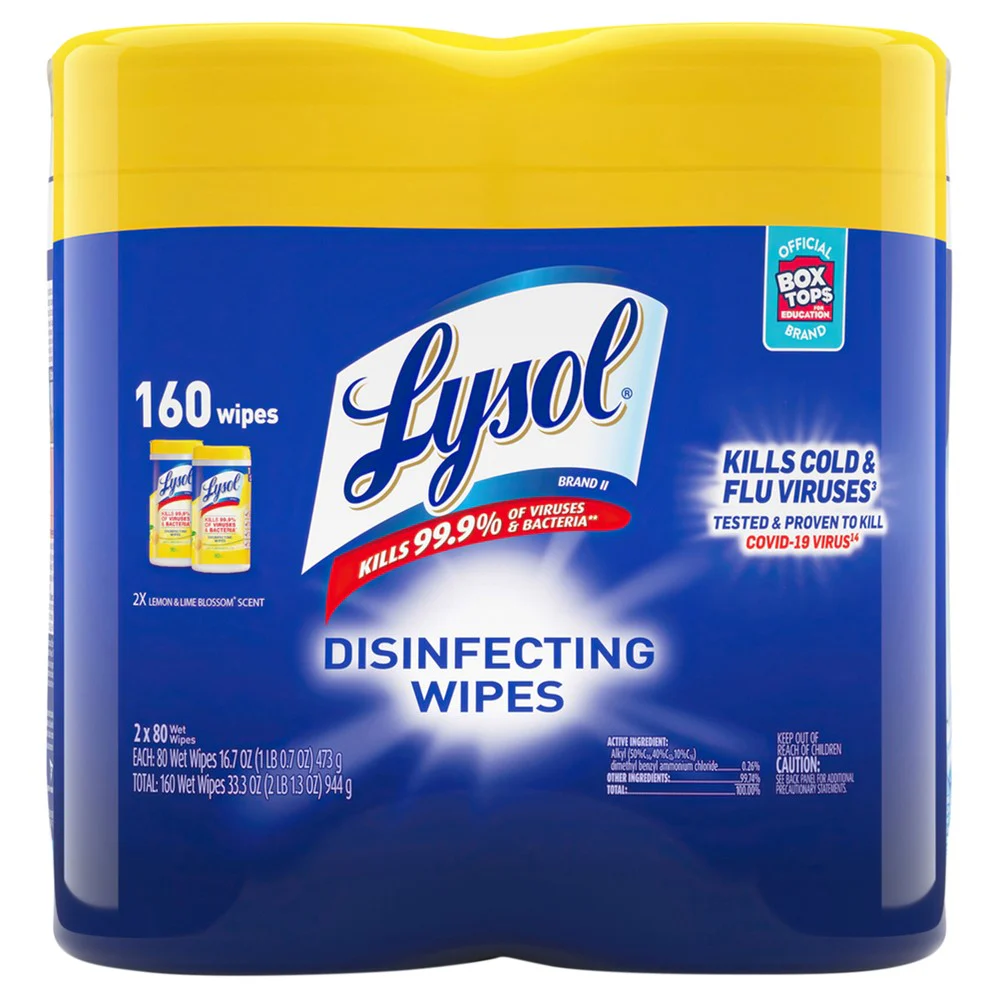 Lysol Disinfecting Wipes - Lemon Lime Blossom - (2x80)ct/3pk