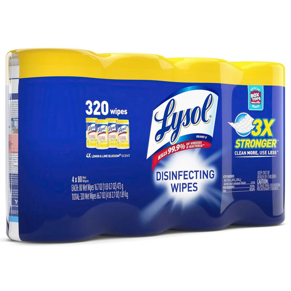 Lysol Disinfecting Wipes - Lemon & Lime Blossom - (4x80)ct/3pk
