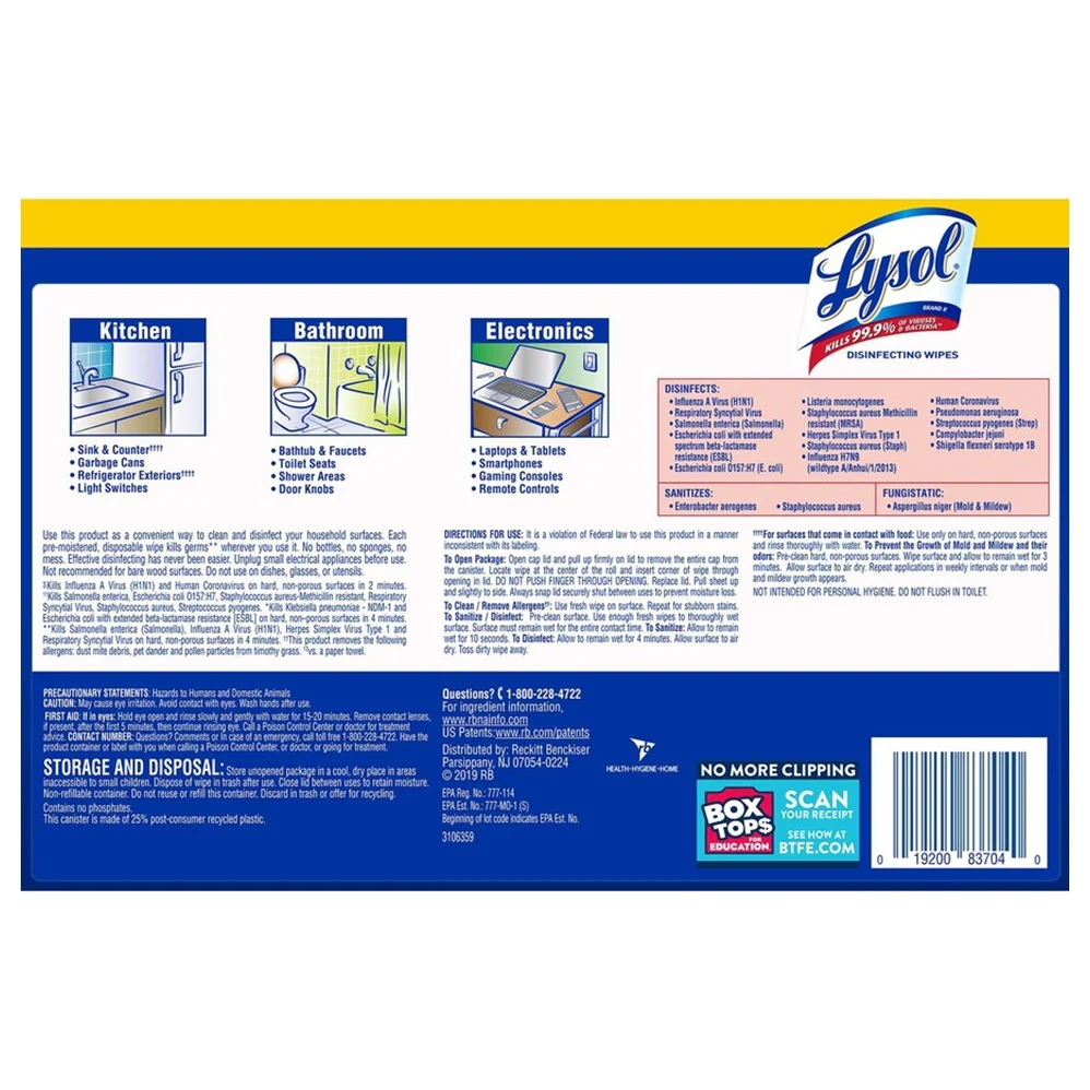 Lysol Disinfecting Wipes - Lemon & Lime Blossom - (4x80)ct/3pk - Image 2