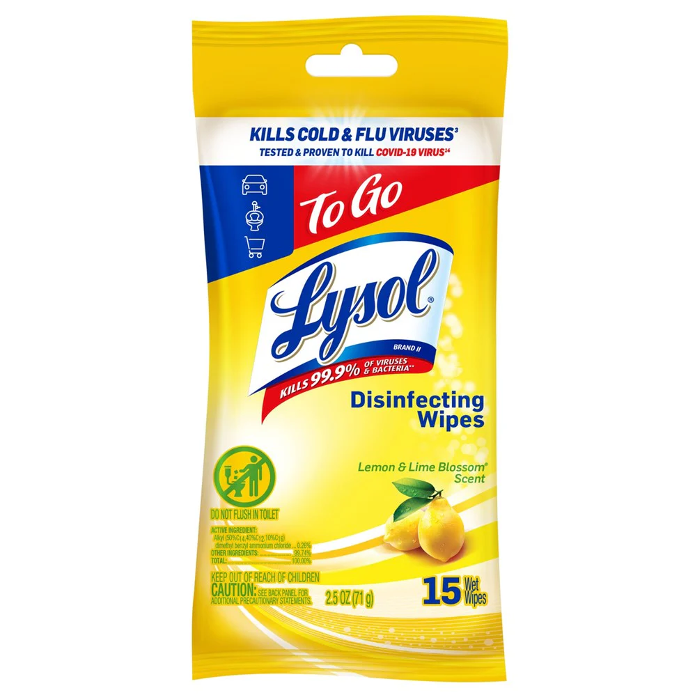Lysol Disinfecting Wipes - Lemon Lime Blossom To-Go Flatpack - 15ct/24pk