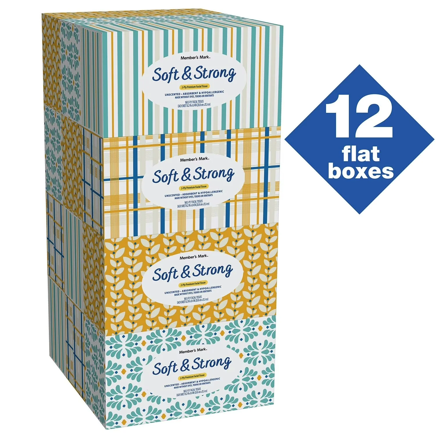 Members Mark Soft and Strong Facial 2-Ply Tissues - 160ct/12pk - Image 2