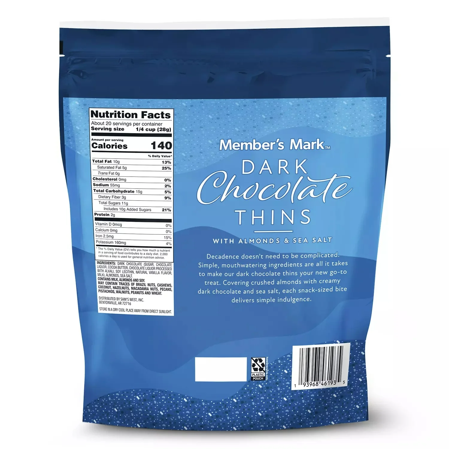 Member's Mark Dark Chocolate Thins with Almonds & Sea Salt - 20oz/1pk - Image 2