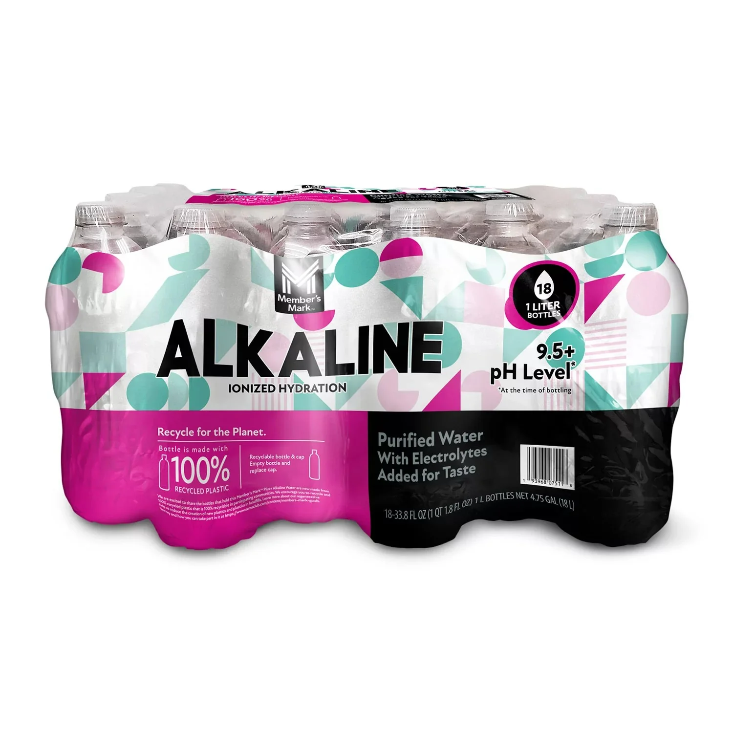 Member's Mark Plus+ Alkaline Bottled Water - 33.8oz/18pk