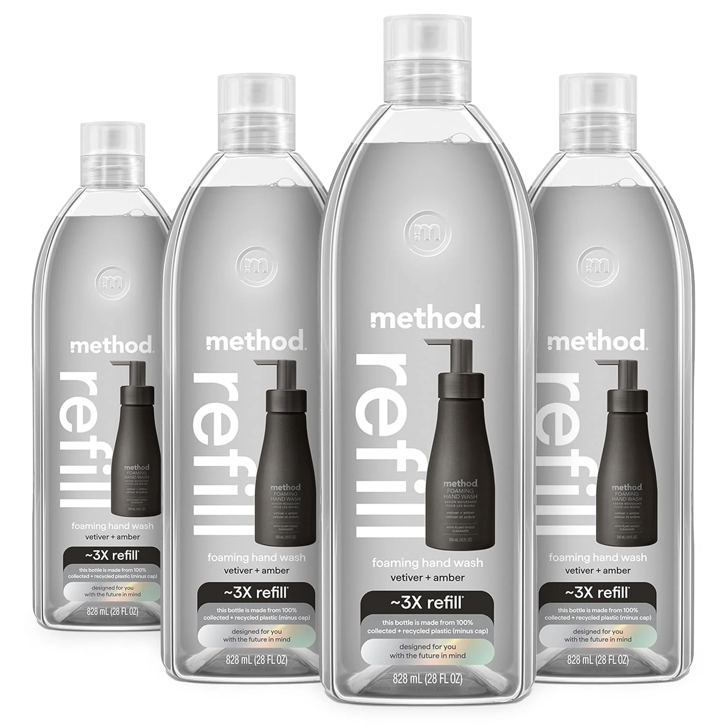 Method Foaming Hand Wash Vetiver + Amber Scent Refill - 28oz/4pk
