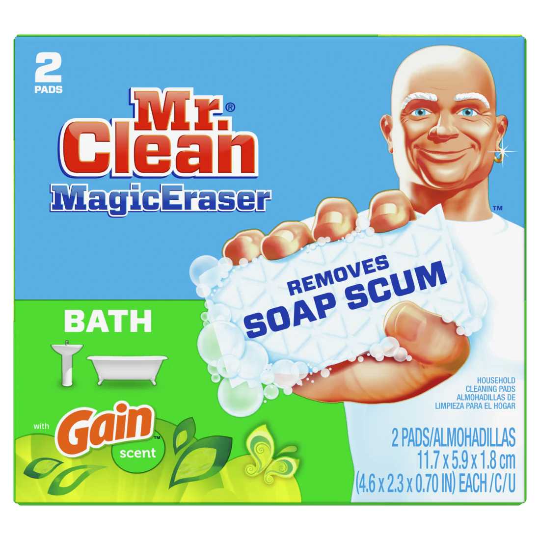 Mr. Clean Magic Eraser Bath with Gain Original scent Cleaning Pads with Durafoam - 2ct/16pk