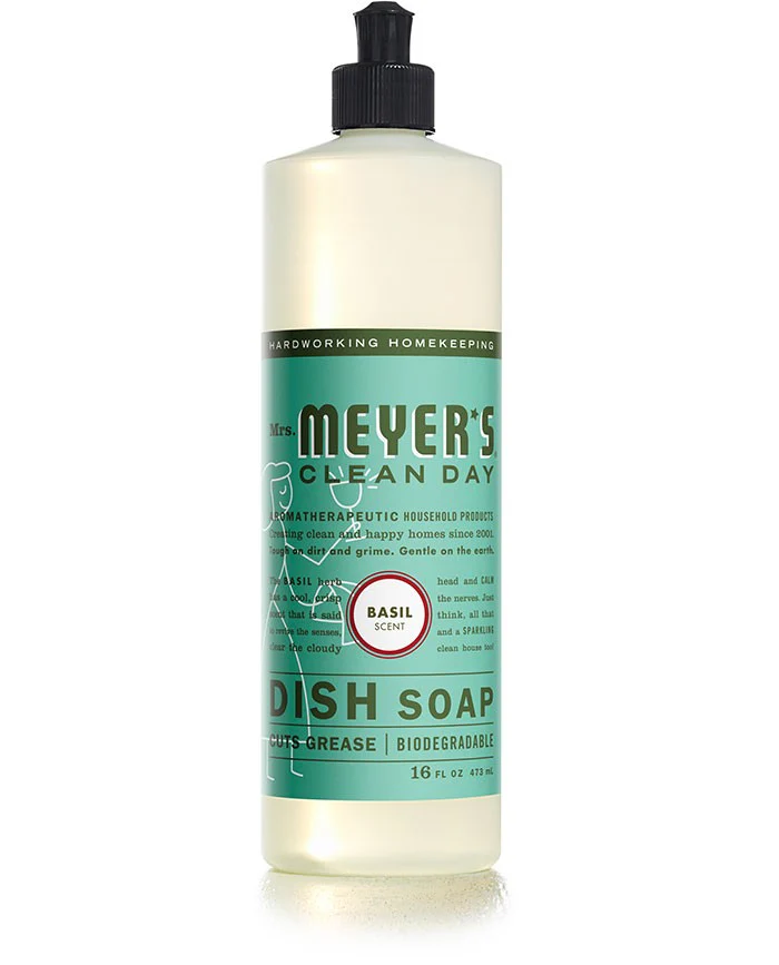 Mrs. Meyers Dish Liq. Basil - 16oz/6pk