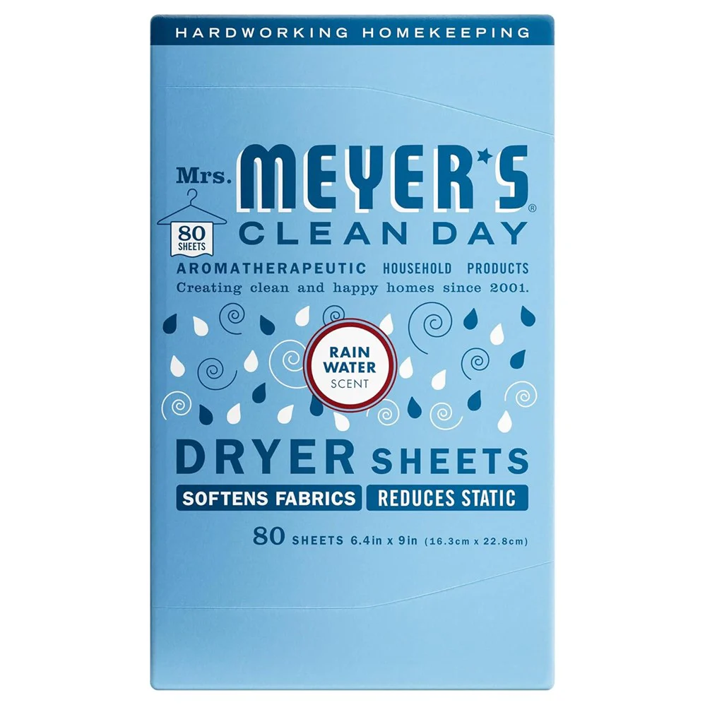 Mrs. Meyer's Dryer Sheets Rain Water - 80ct/12pk