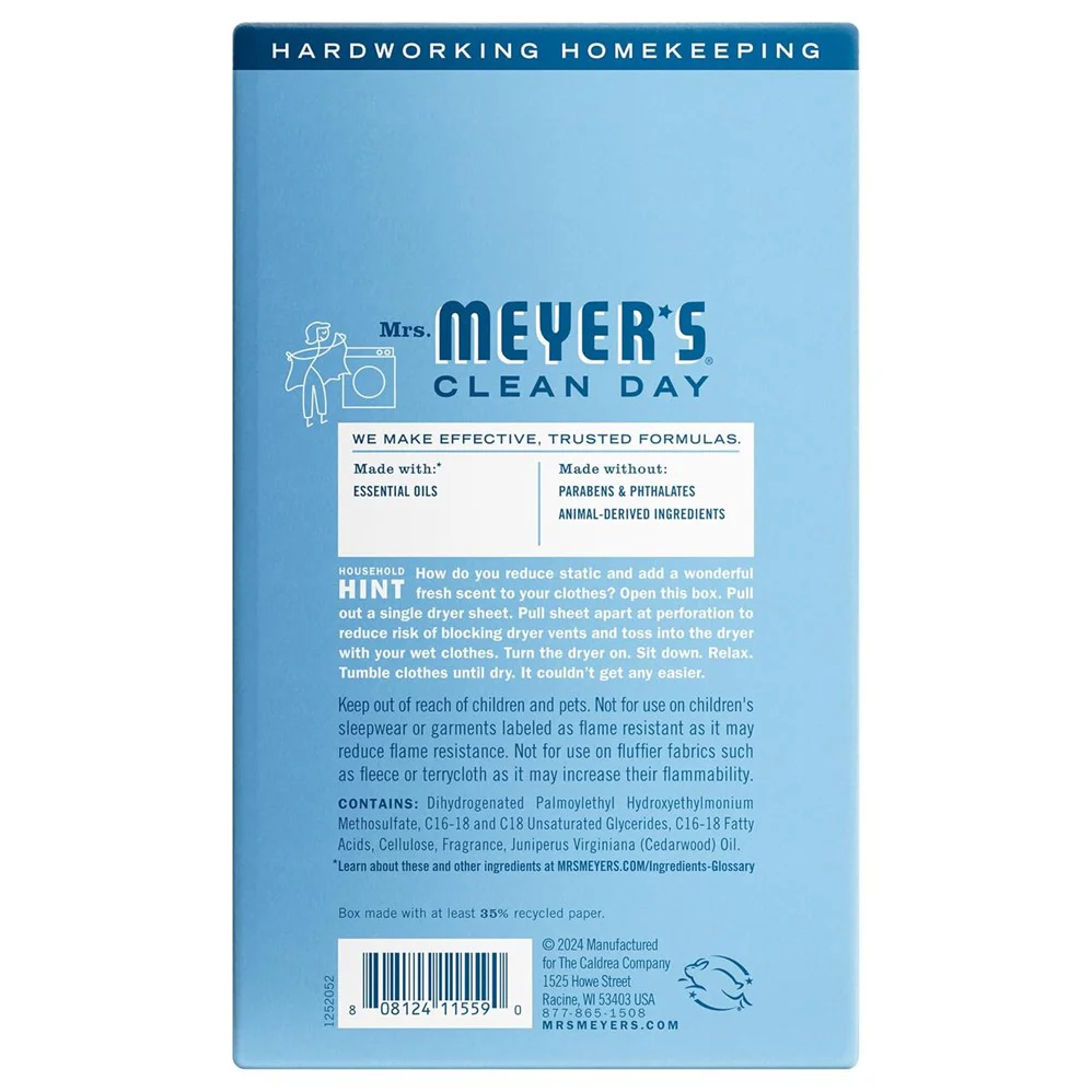 Mrs. Meyer's Dryer Sheets Rain Water - 80ct/12pk - Image 2